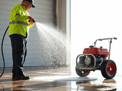 Power washing service in action